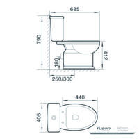 YS22262P 2 részes kerámia WC, P-csapda lemosó WC;