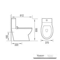 YS22270P 2 részes keret nélküli kerámia WC, P-trap lemosó WC;