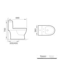 YS24253 Egyrészes kerámia WC, szifonos;