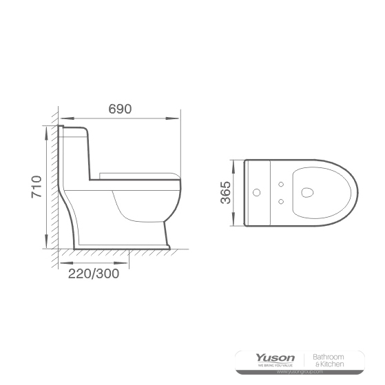 YS24256 Egyrészes kerámia WC, szifonos;