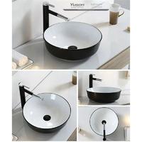 YS28447-BW Fekete-fehér kerámia pult feletti mosdó, művészi mosdó, kerámia mosogató;