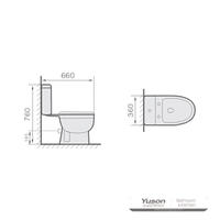 YS22206P 2 részes kerámia WC, szorosan összekapcsolt P-csapdás lemosó WC;