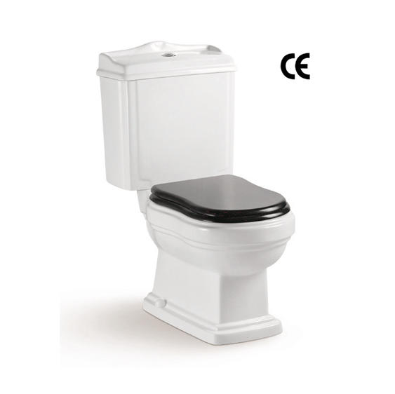 YS22209S Retro dizájn 2 részes kerámia WC, szorosan összekapcsolt P-csapdás mosdó WC;